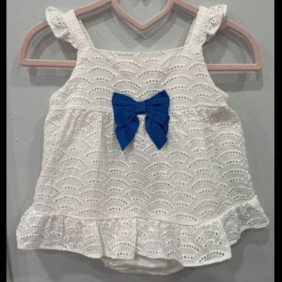 Janie and Jack Eyelet Ruffle White Romper 6-12 Months - Picture 1 of 7